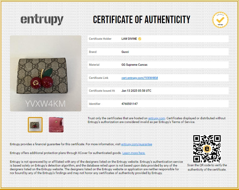 Cherries Flap Card Case Guccissima Leather