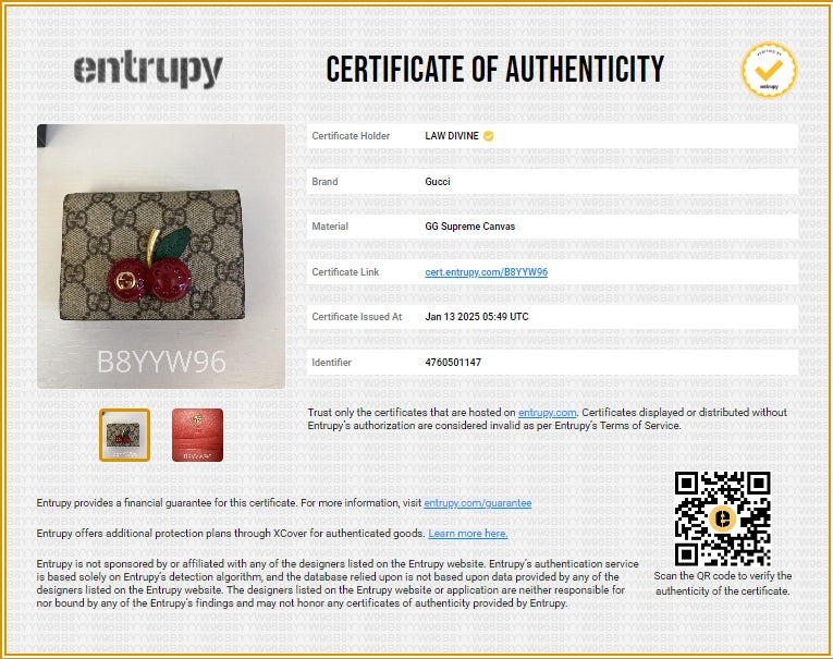 Cherries Flap Card Case Guccissima Leather