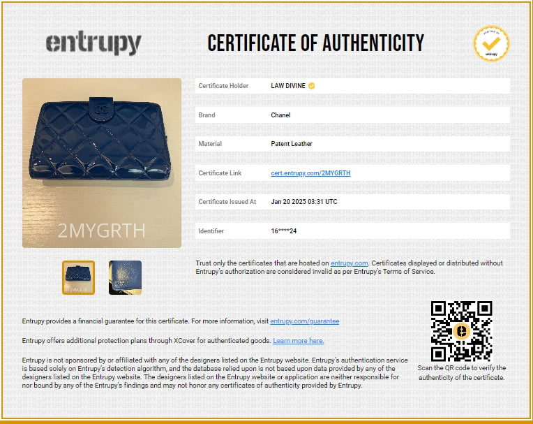 CC Brilliant Flap Wallet Quilted Patent Long