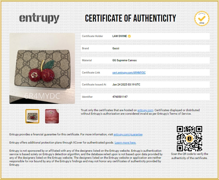 Cherries Flap Card Case Guccissima Leather