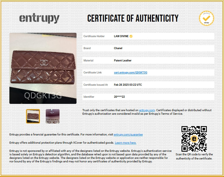 CC Brilliant Flap Wallet Quilted Patent Long