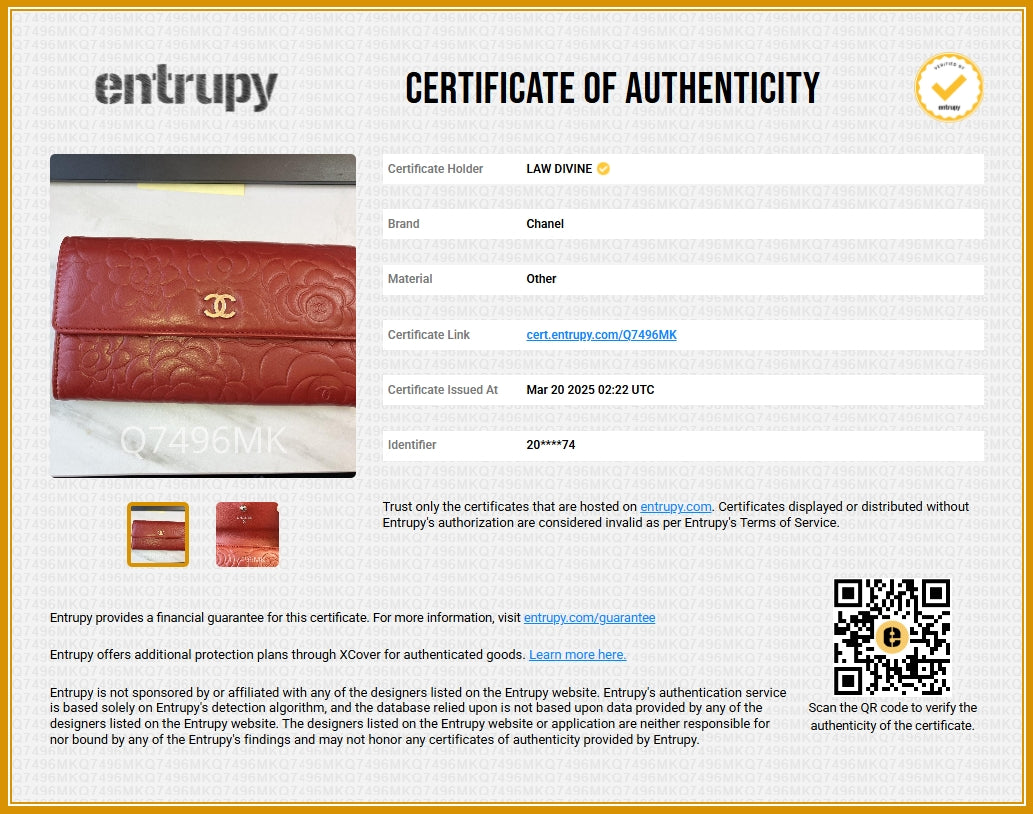 Caviar Camellia Embossed Flap Wallet Red