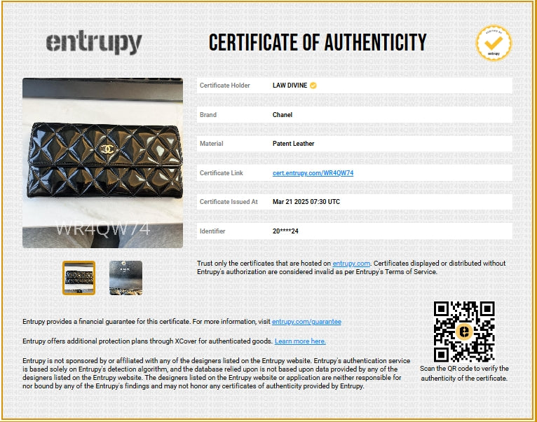CC Brilliant Flap Wallet Quilted Patent Long