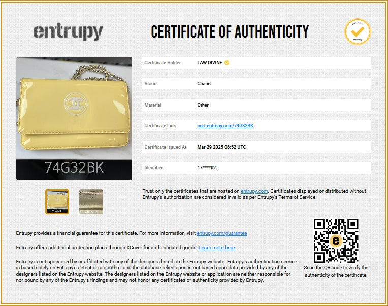 Patent CC Compact Wallet on Chain WOC Yellow
