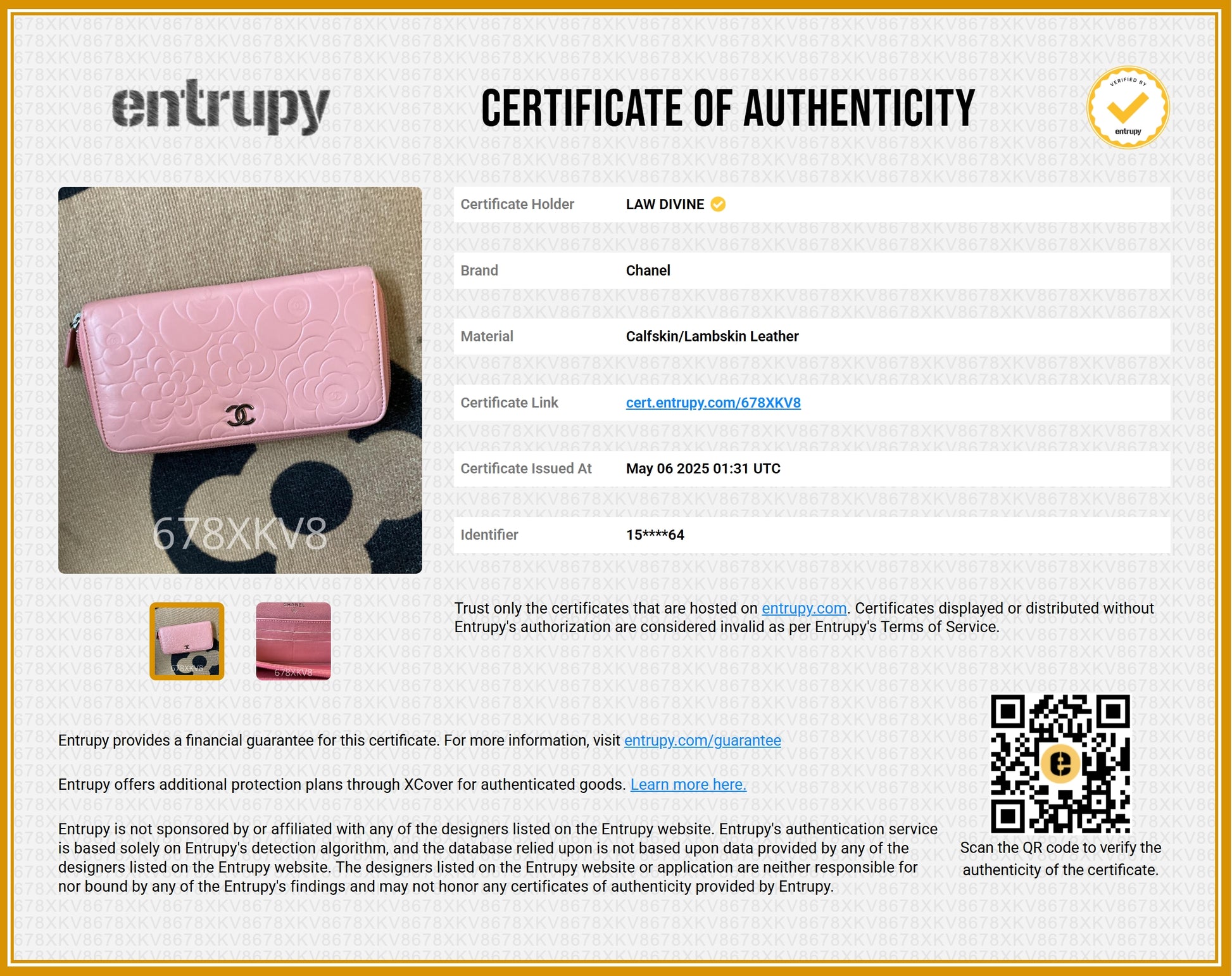 Lambskin Camellia Embossed Zip Around Large Gusset Wallet Pink