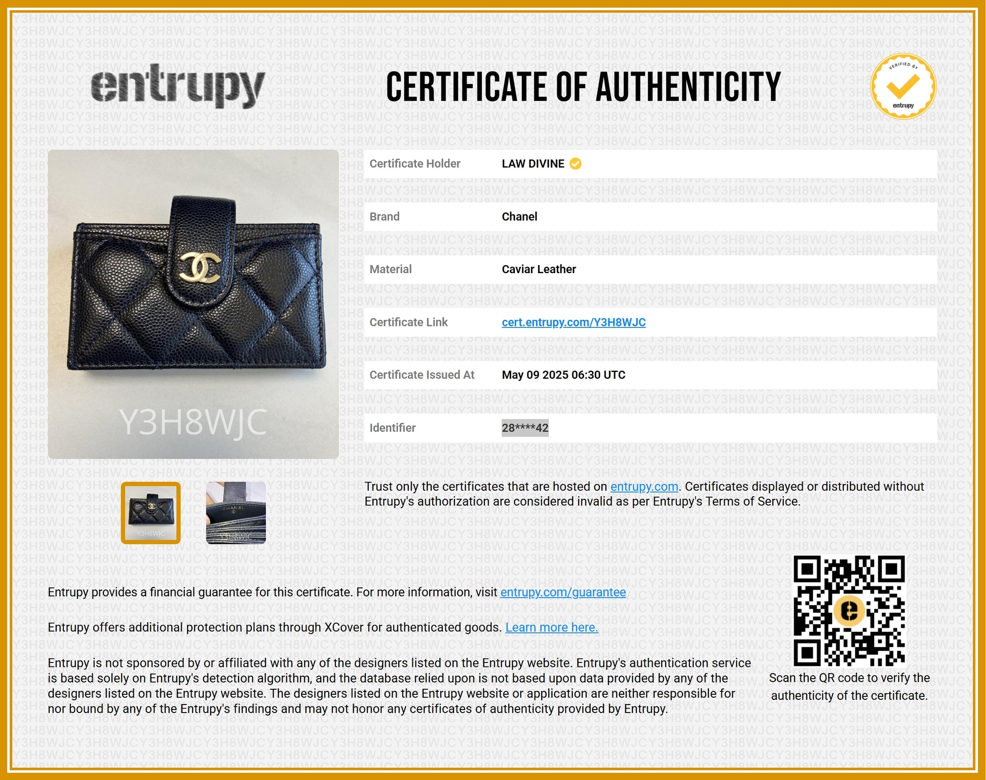 Black Lambskin Card Holder