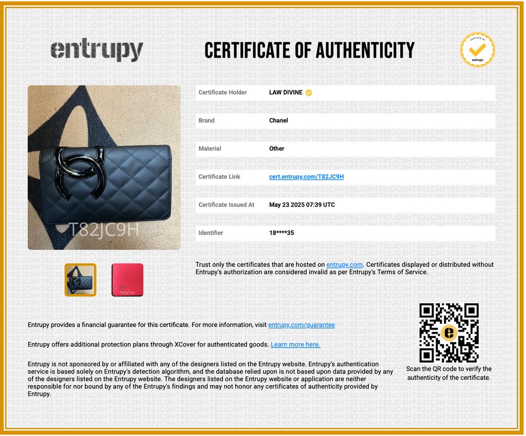 Cambon Bifold Wallet Quilted Lambskin Long