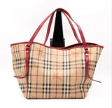 BURBERRY Haymarket Check Red Trim Shoulder Bag