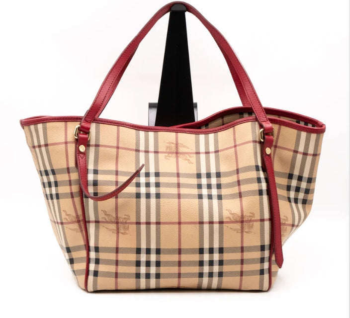 BURBERRY Haymarket Check Red Trim Shoulder Bag