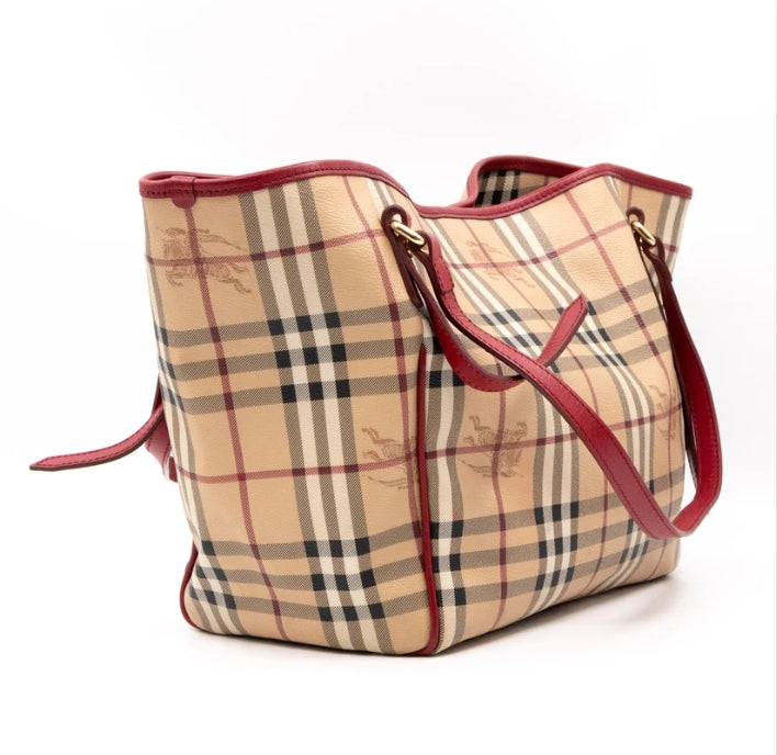 BURBERRY Haymarket Check Red Trim Shoulder Bag