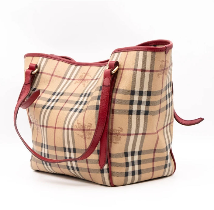 BURBERRY Haymarket Check Red Trim Shoulder Bag