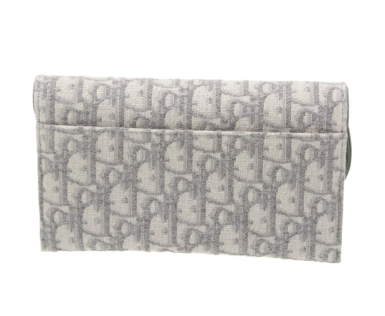 Oblique Saddle Chain Long Wallet Grey with Pouch twins