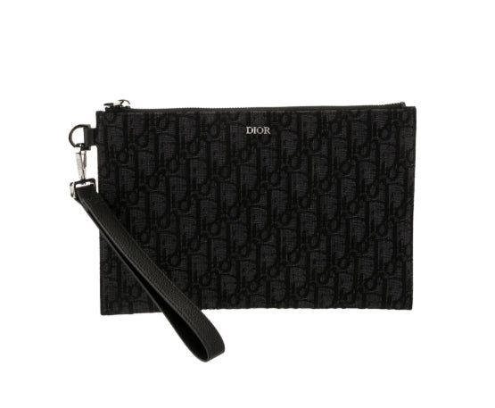 A5 Triangle Pouch- Black Dior Oblique Jacquard twins
