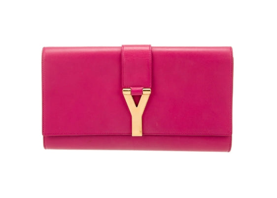 Y Ligne Leather Clutch Bag 'Pink' Twins