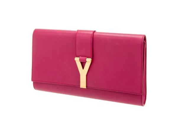 Y Ligne Leather Clutch Bag 'Pink' Twins