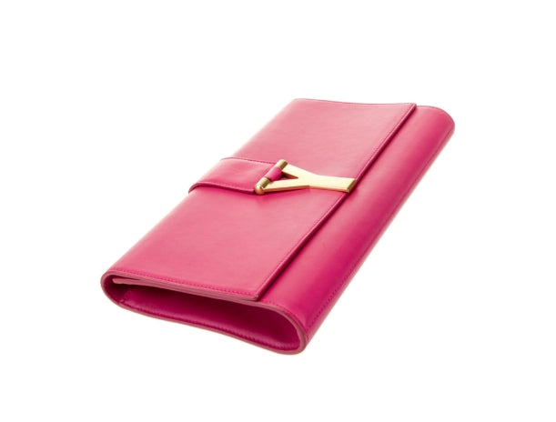 Y Ligne Leather Clutch Bag 'Pink' Twins