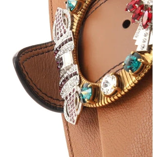 Madras Crystal Buckle Shoulder Bag Leather Small twins