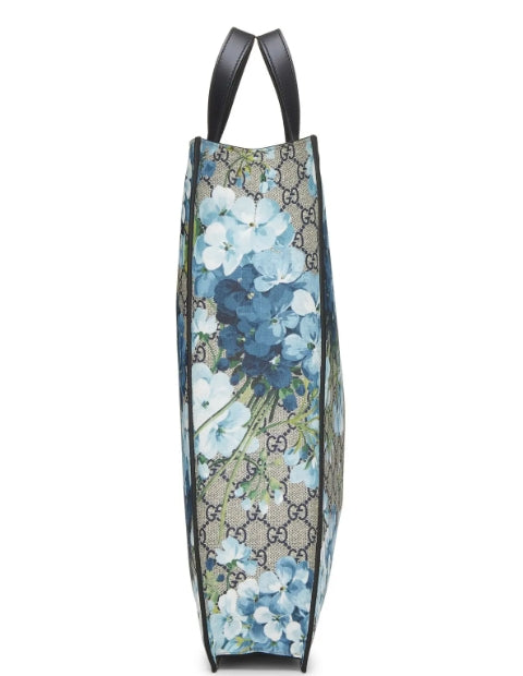 Soft GG Supreme Monogram Blooms Vertical Tote Blue - twins