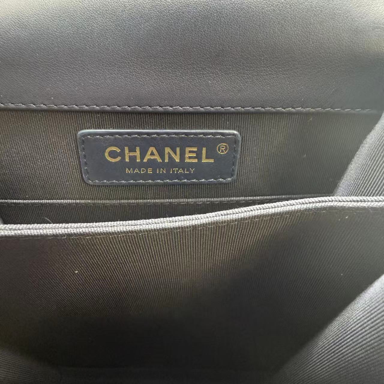 Calfskin Quilted North South Boy Flap Navy twins