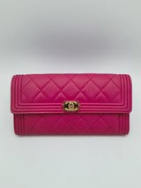 Boy Flap Wallet Quilted Lambskin Long