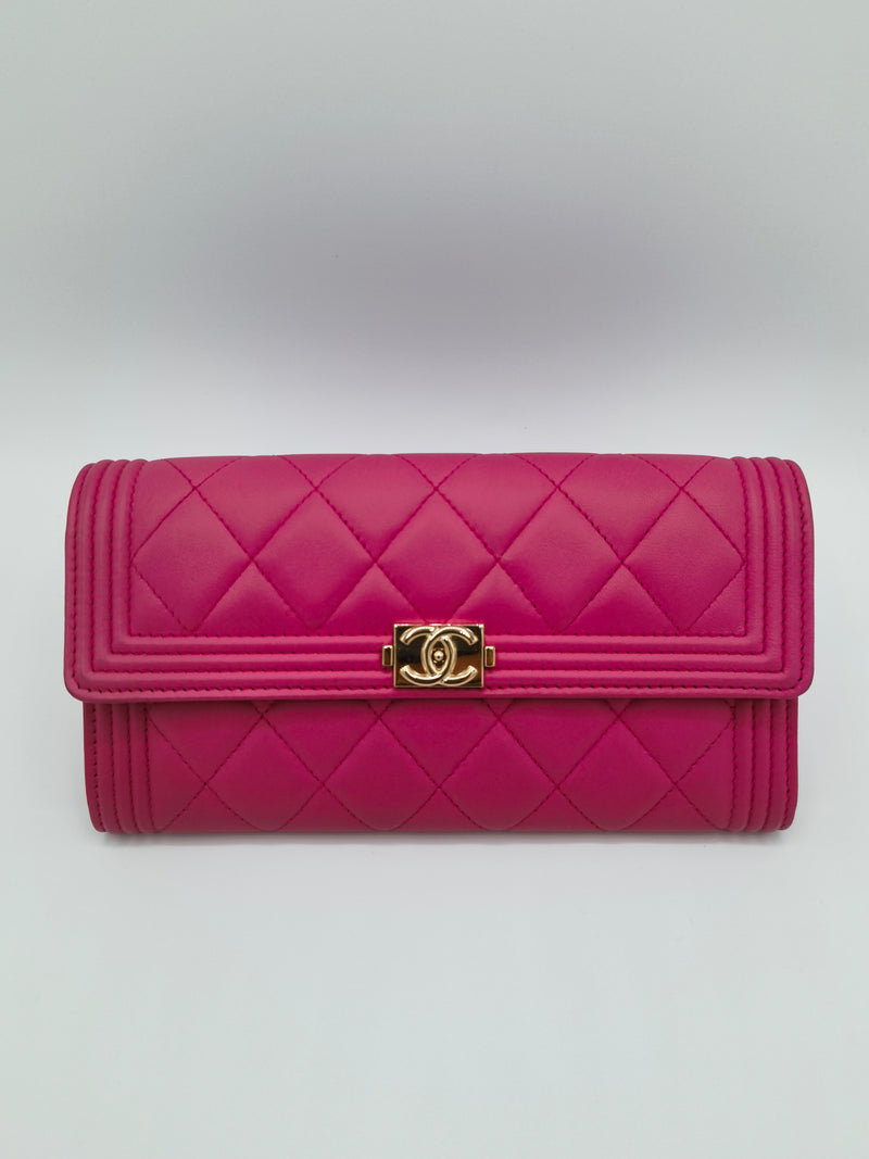 Boy Flap Wallet Quilted Lambskin Long