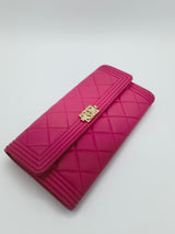 Boy Flap Wallet Quilted Lambskin Long