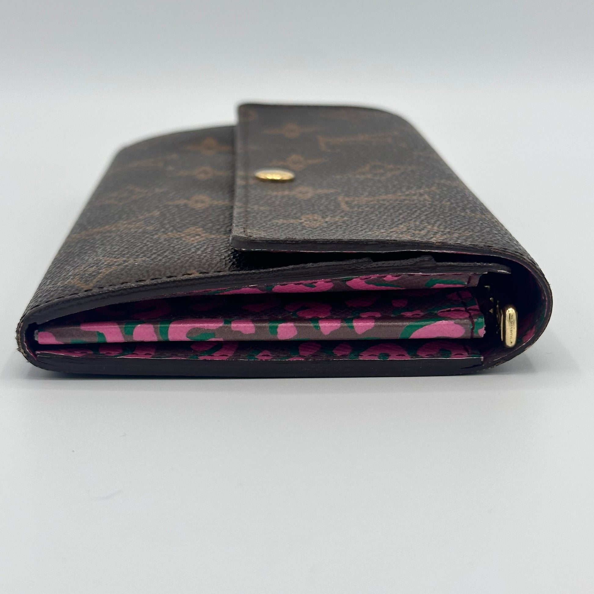 Monogram Leopard Sarah Wallet Rouge