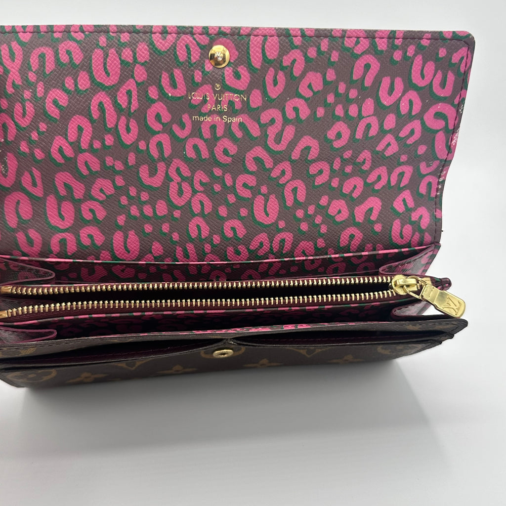 Monogram Leopard Sarah Wallet Rouge