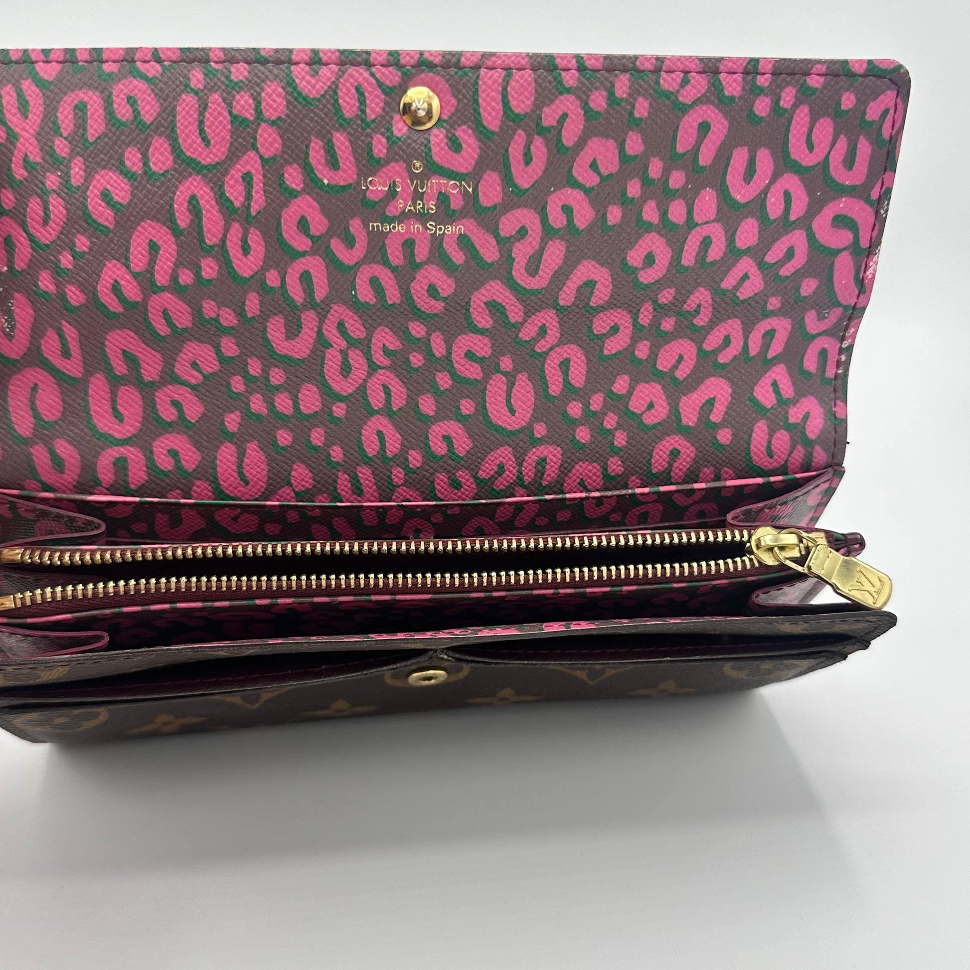 Monogram Leopard Sarah Wallet Rouge