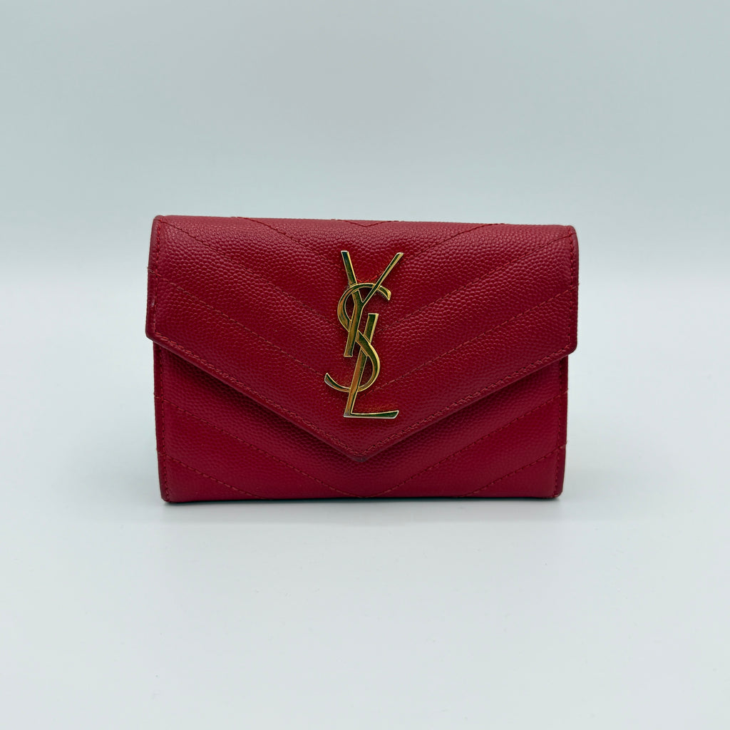 Classic Monogram Flap Wallet Matelasse Chevron Leather Small