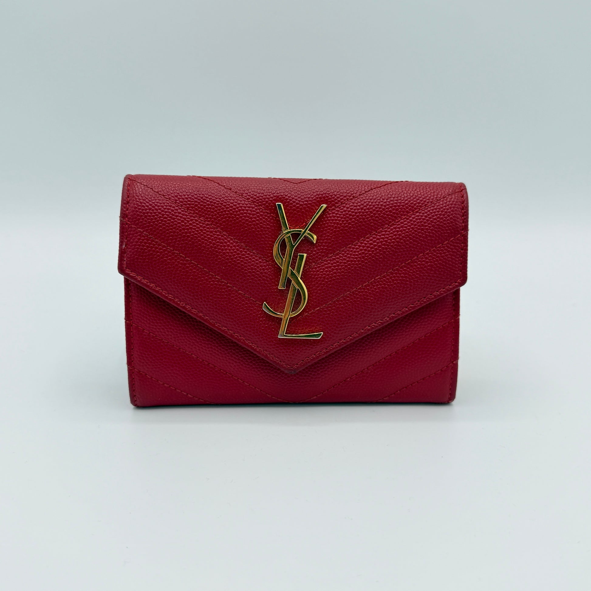 Classic Monogram Flap Wallet Matelasse Chevron Leather Small