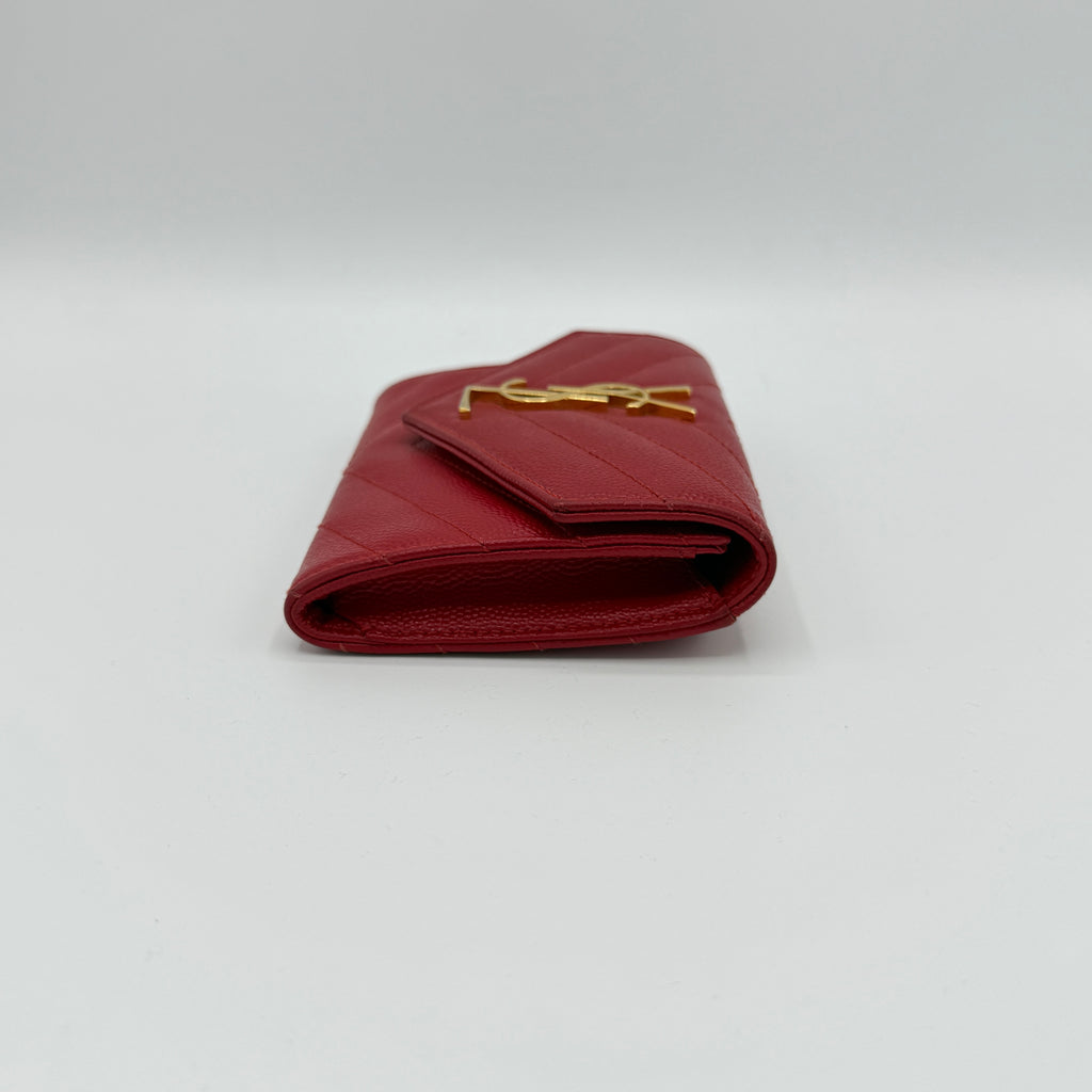 Classic Monogram Flap Wallet Matelasse Chevron Leather Small