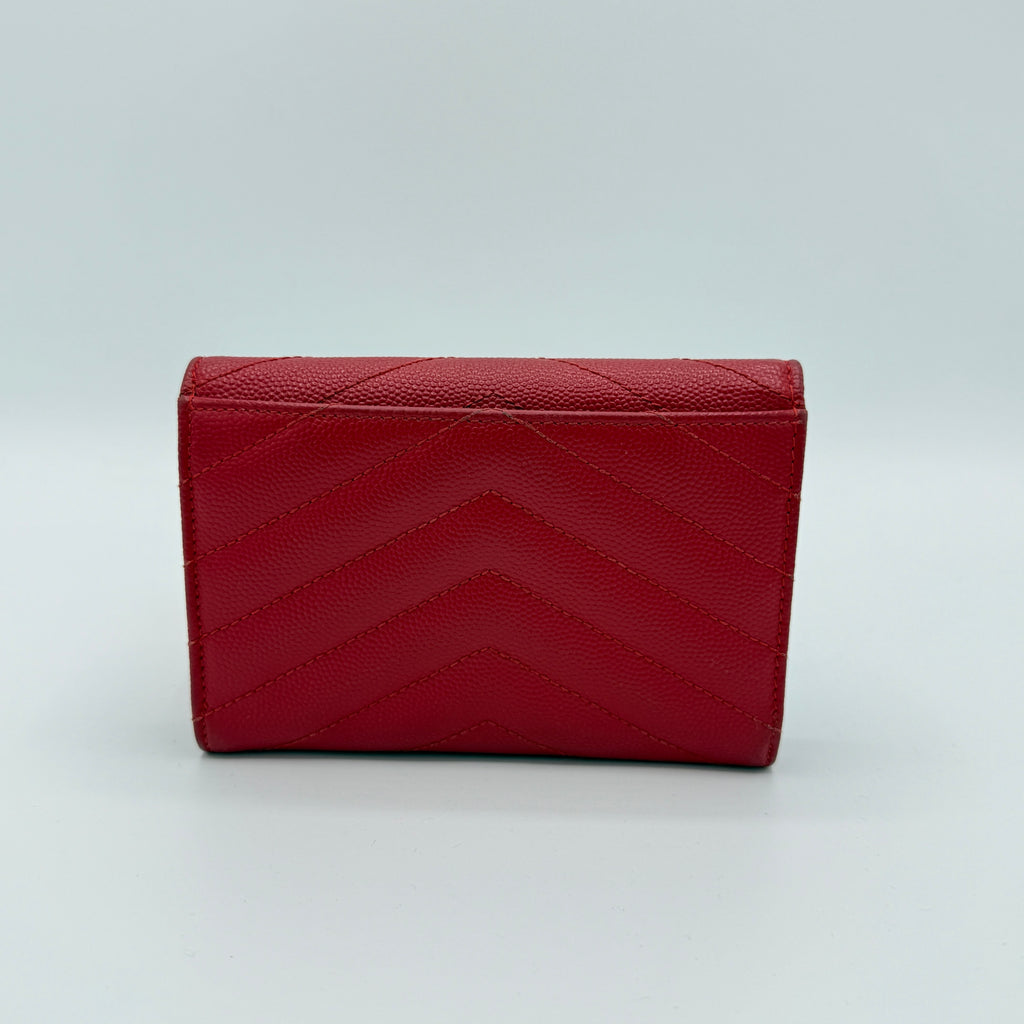 Classic Monogram Flap Wallet Matelasse Chevron Leather Small