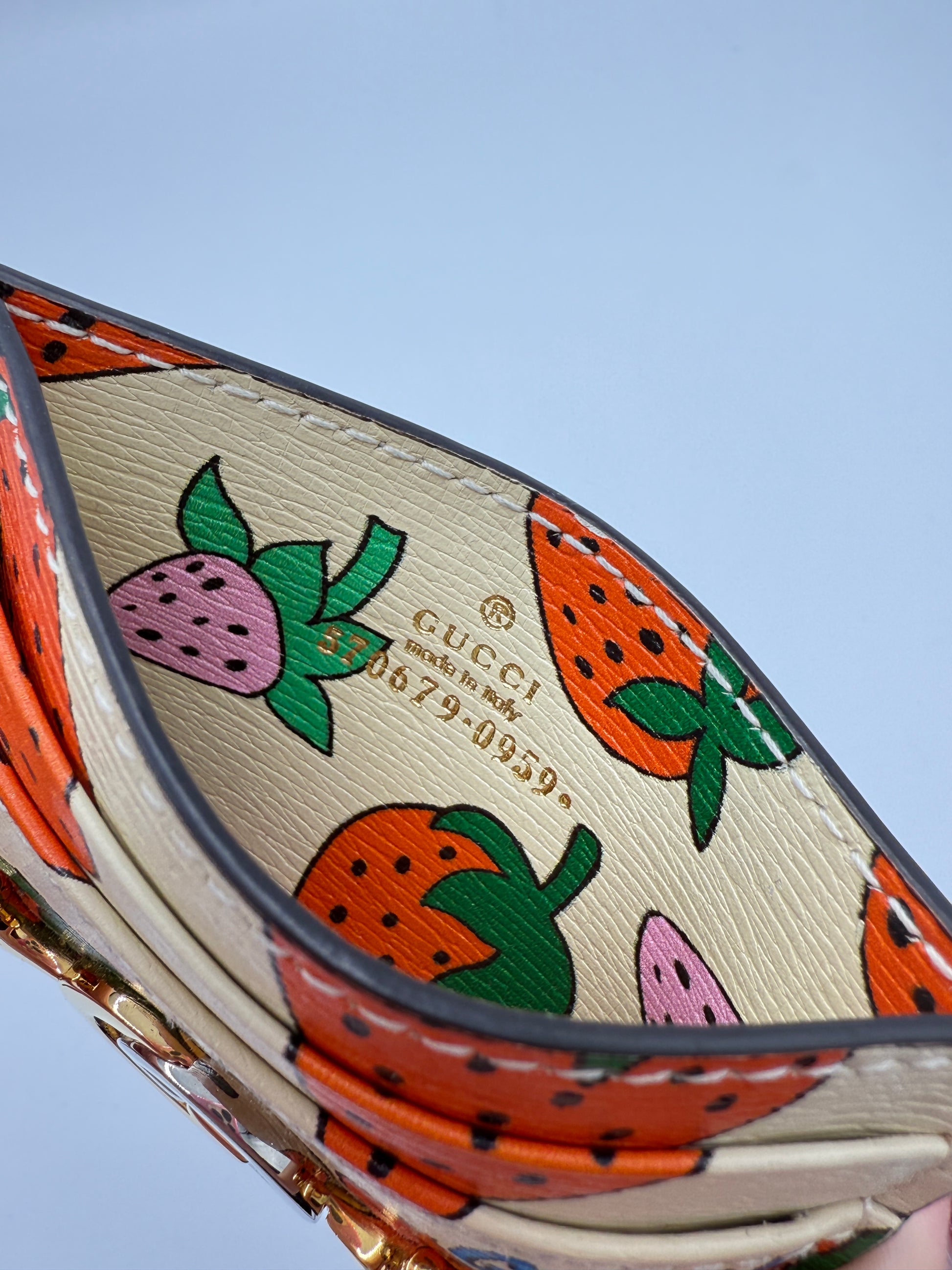 Gucci Strawberry Leather Compact Wallet