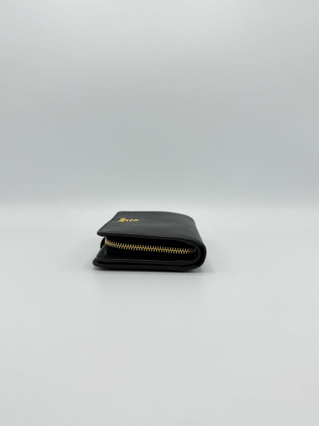 Prada Black Saffiano Snap Compact Wallet