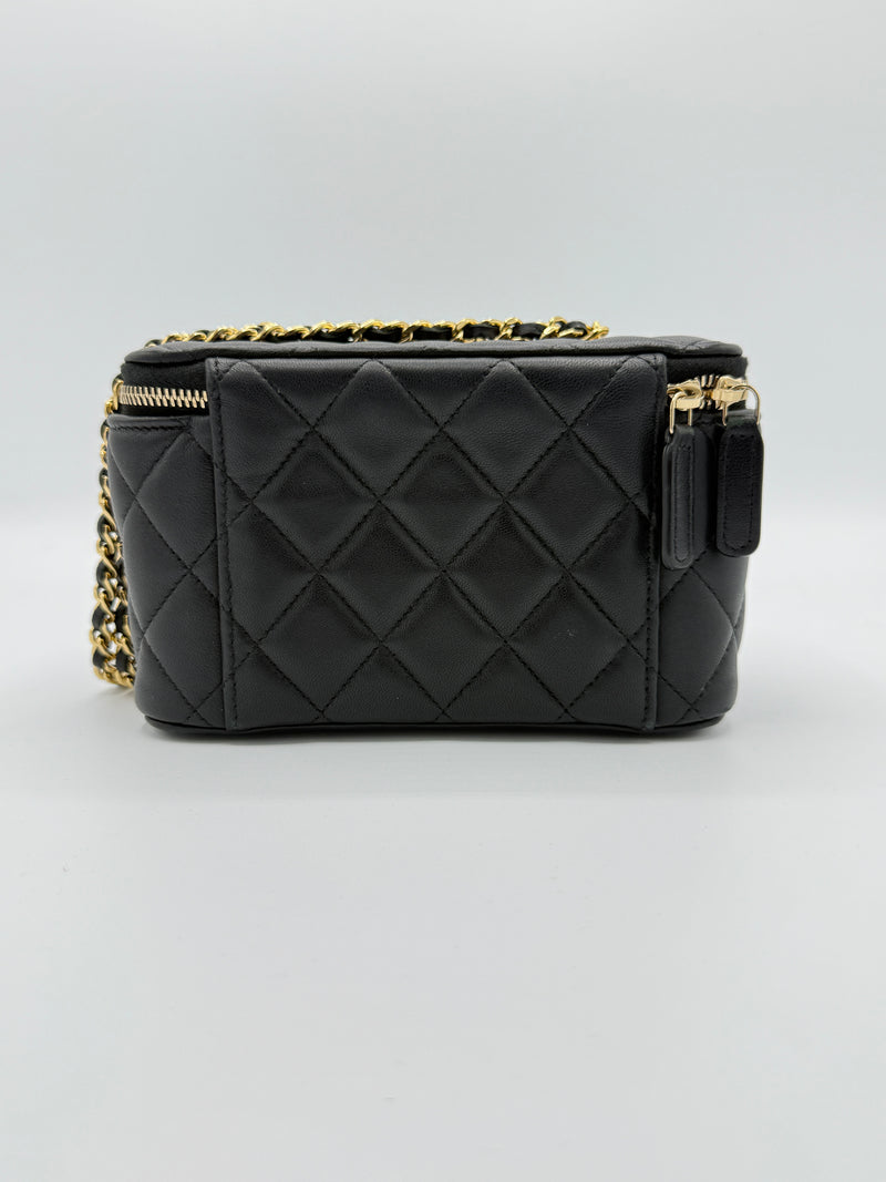 Coco Casino Vanity Case with Chain Quilted Caviar Small