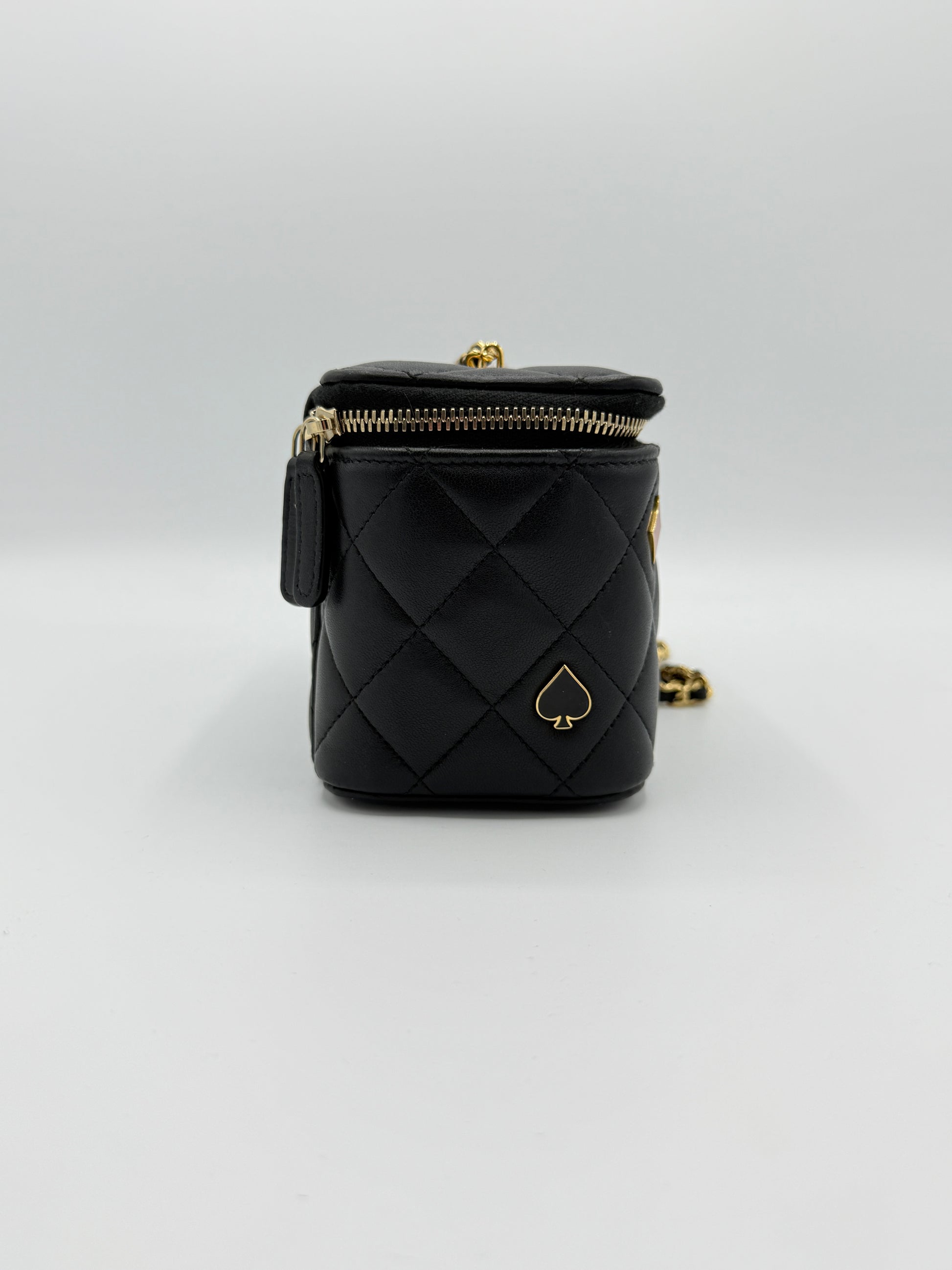 Coco Casino Vanity Case with Chain Quilted Caviar Small