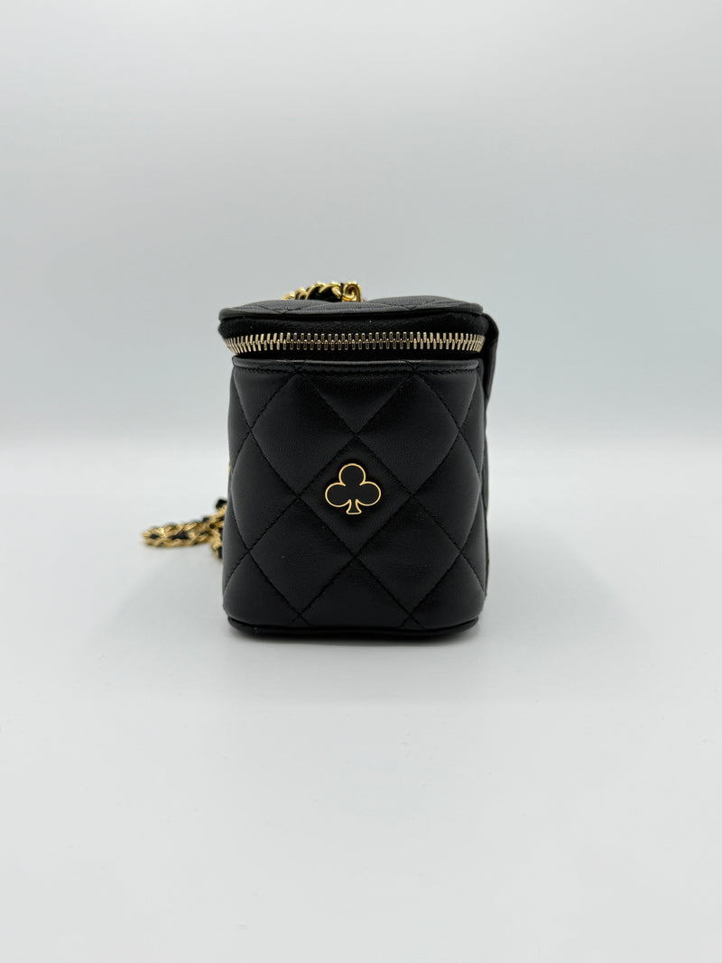 Coco Casino Vanity Case with Chain Quilted Caviar Small