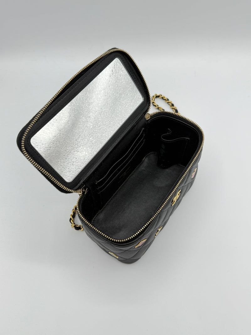 Coco Casino Vanity Case with Chain Quilted Caviar Small