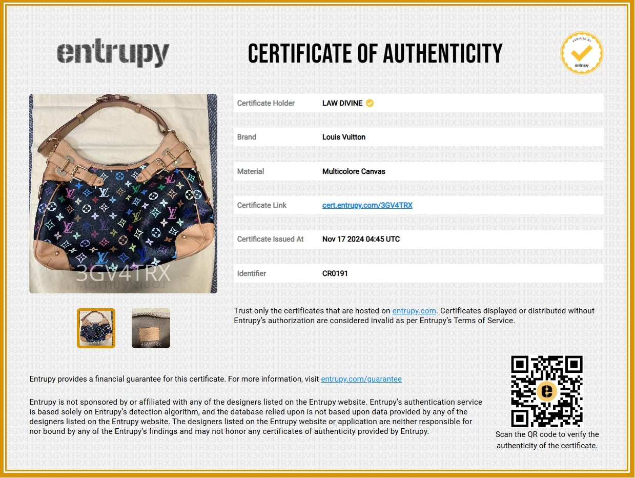 Louis Vuitton Monogram Multicolor Greta Large Shoulder Bag Hobo Tote Black