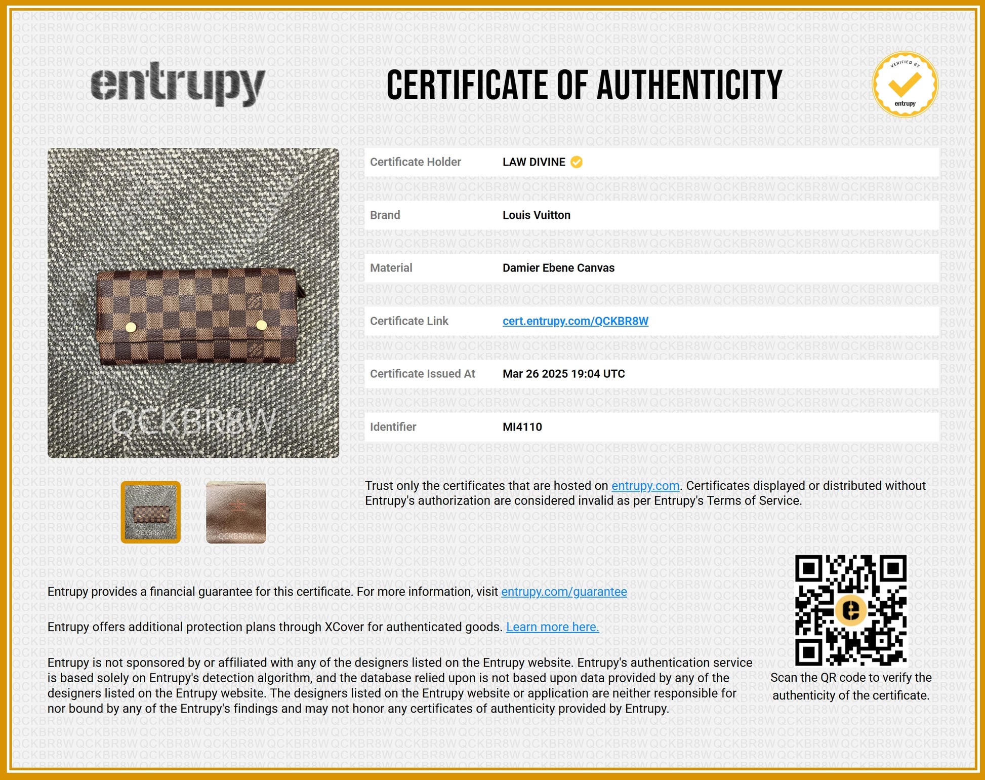 Damier Ebene Pattern Coated Canvas Modulable Compact Wallet