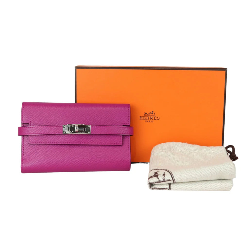 Hermes Kelly Wallet Medium Epsom Rose Pourpre twins LDJ4519