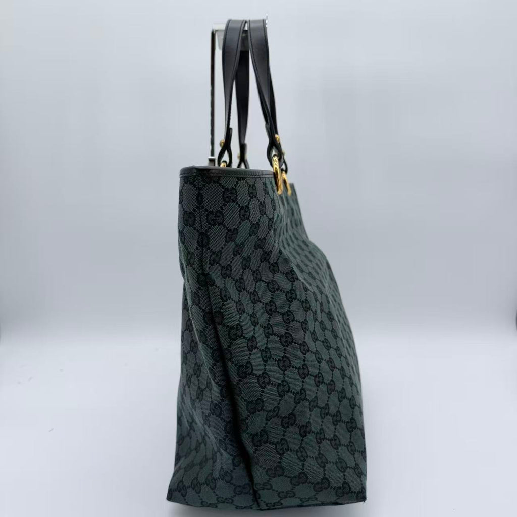 Green GG Canvas Tote Dark green