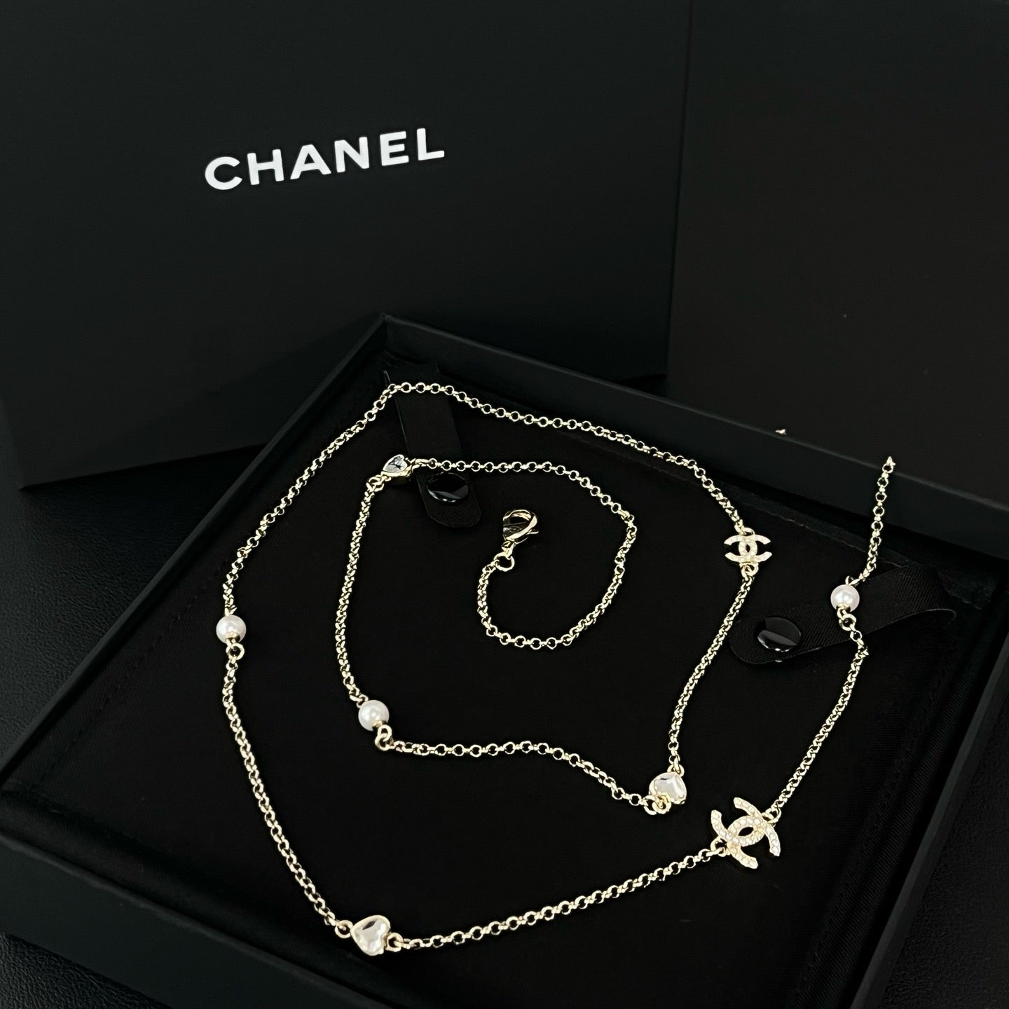 Vintage Allure Chain CC Long Necklace and Metal Twins LDJ4178