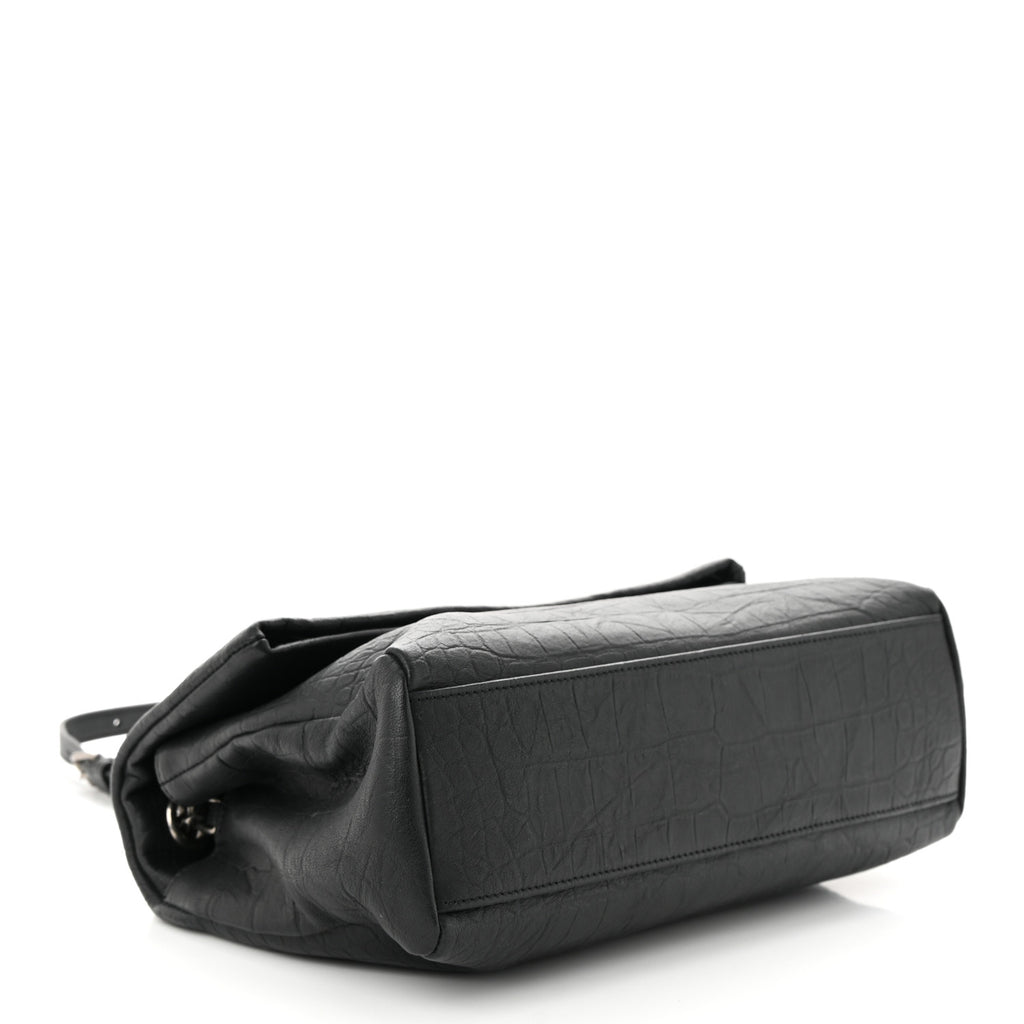 Calfskin Crocodile Embossed Medium West Hollywood Monogram Fold-Over Bag twins