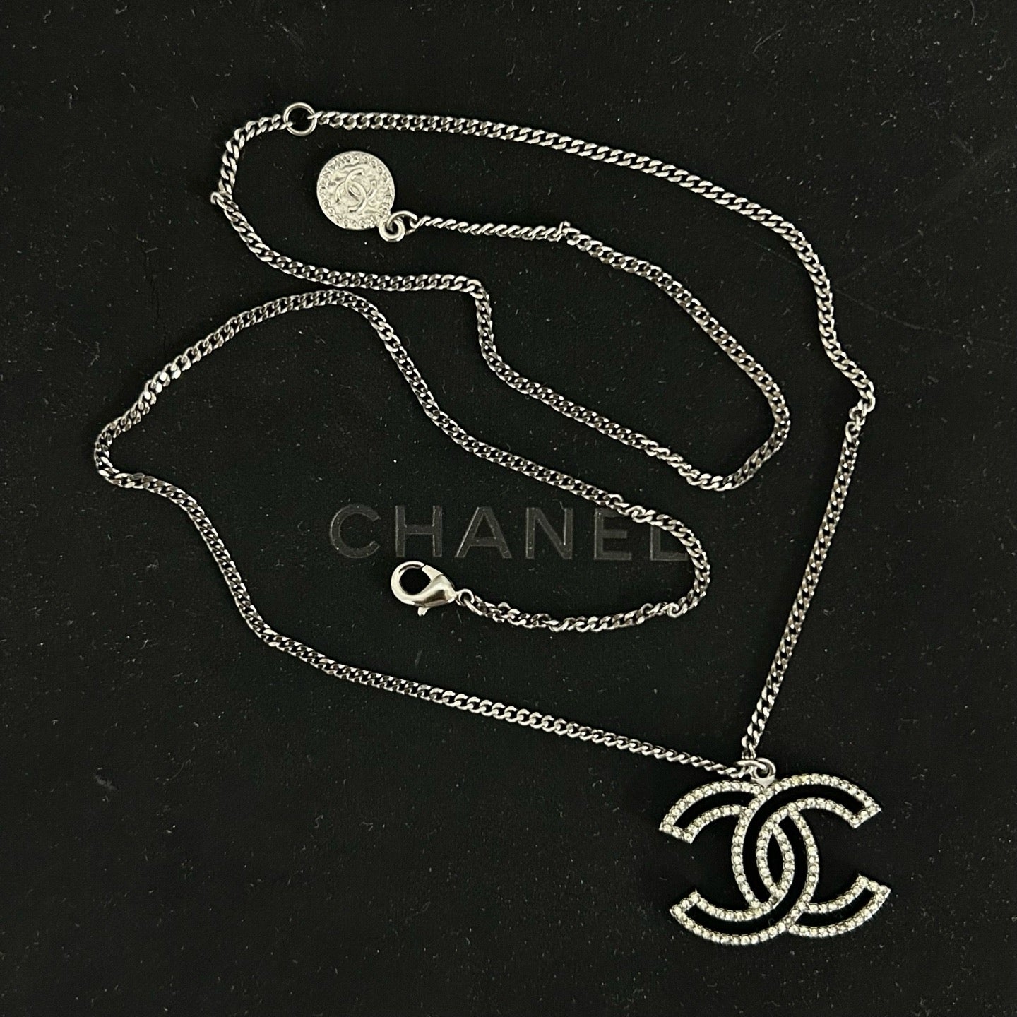 Necklace Metal Black and Silver Pendant Necklace Twins LDJ3985