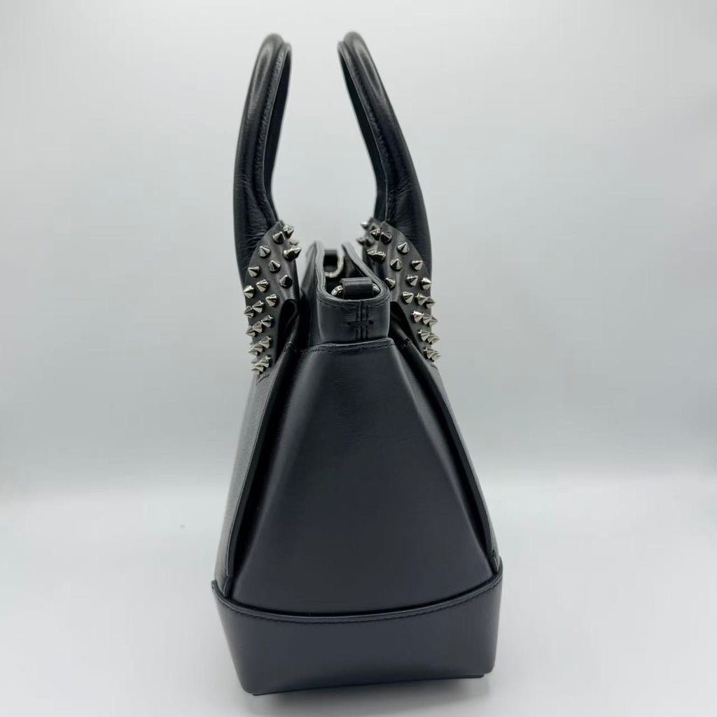 Black Pebbled Leather Eloise Small Satchel Bag