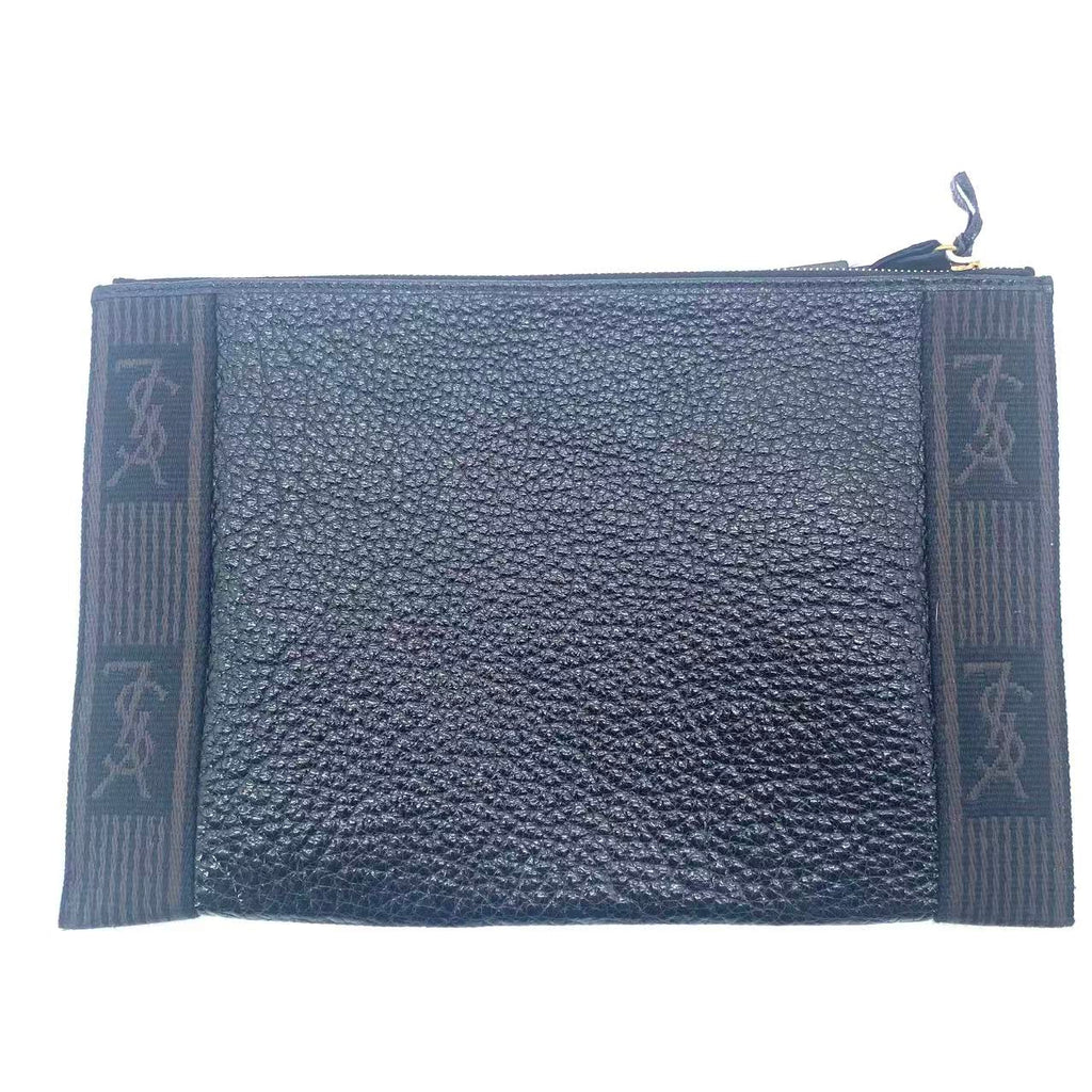 Leather Zippy Black Clutch Bag