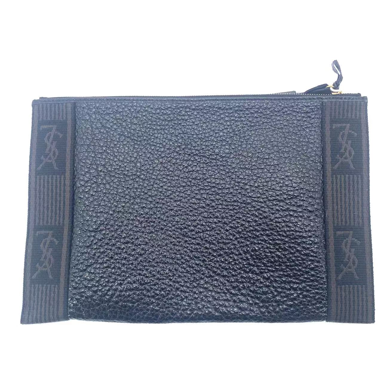 Leather Zippy Black Clutch Bag