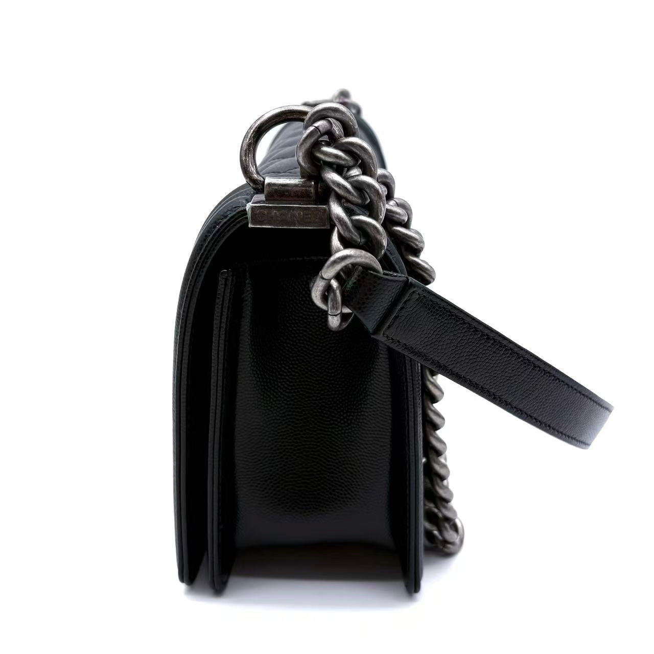 Boy Flap Bag Quilted Caviar Medium